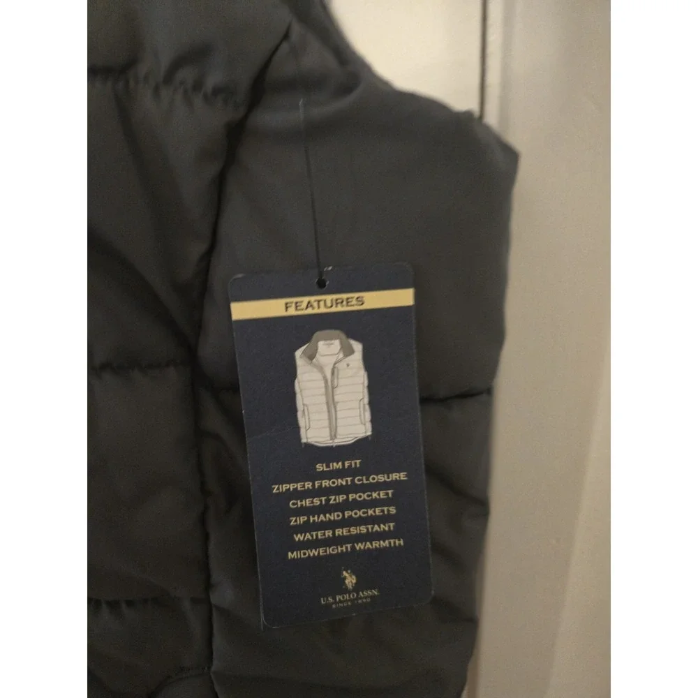U.S. POLO ASSN Puffer Vest Coat Dark Gray Mens Size 3XLarge NEW With Tags Pocket